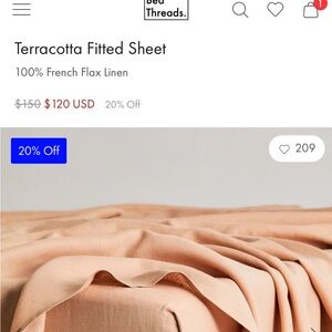 Bed Threads Terracotta Fitted and FlatSheet with 2 Pillow cases